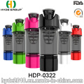 600ml BPA gratis botella de la coctelera de venta por mayor proteína, polvo de plástico botella de la coctelera (HDP-0322)